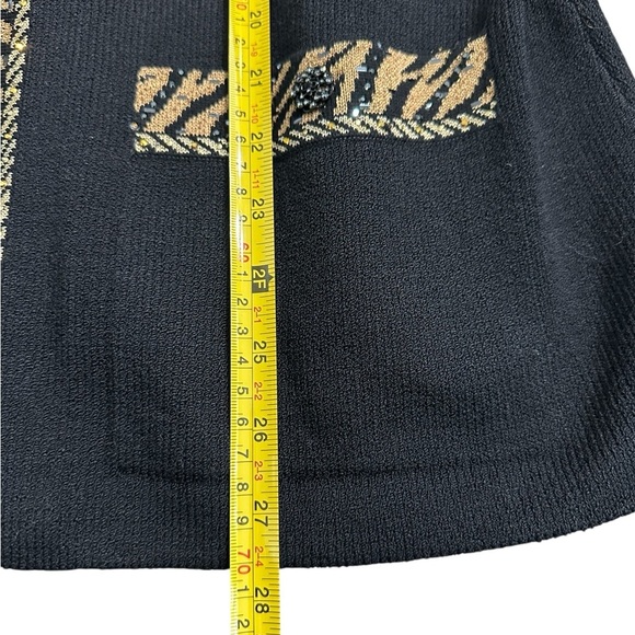 St. John Evening by Marie Gray Knit Jacket Black Gold Animal Print Trim Sz 16 - Picture 5 of 7